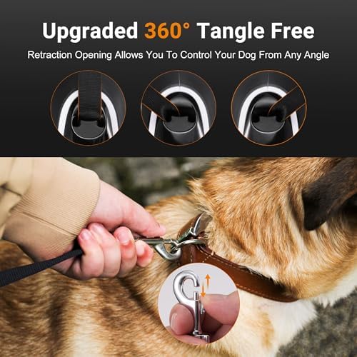 Retractable Dog Leash, 360° Tangle Free, 16 ft Strong Nylon Tap for Pets, Walking Leash for Medium and Large Dogs, Heavy Duty, One Button Break and Lock, Up to 66 lbs