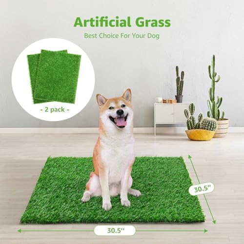 2 Pack Artificial Dog Grass Pee Pad 30.5x30.5, Indoor Puppy Potty Training