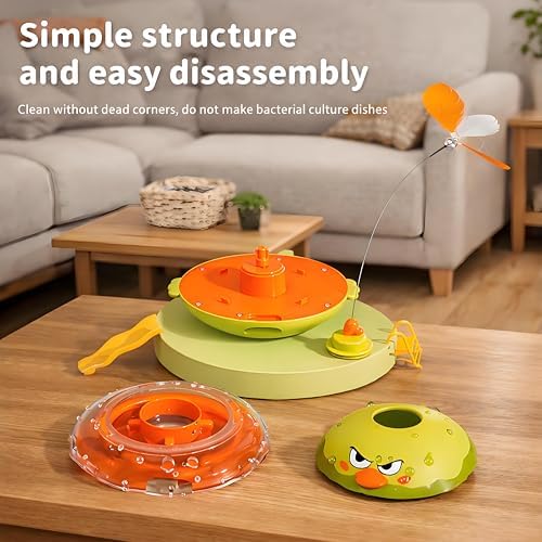 Interactive Cat Toy for Indoor Cats with Laser, Feather&Treat Dispenser