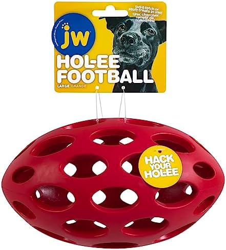 JW Pet HOL-ee Football Dog Toy Puzzle Ball, Natural Rubber, Large