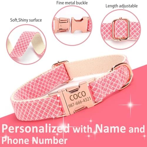Personalized Plaid Dog Collar with Glitter