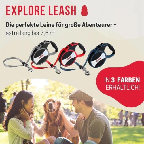 Alcott Kong Explore Retractable Dog Leash, Large, Blue, 24' Long,KNG EXP LG BL