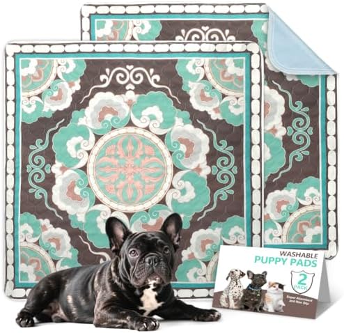 Washable Dog Pee Pads 2-Pack, 31.5" x 31.5" Reusable Puppy Training Pads with Non-Slip Backing, 4-Layer Super Absorbent Whelping Mat for Playpens, Furniture & Crate