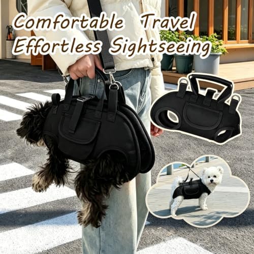 YAODHAOD Hands Free Dog Backpack Carrier for Small Dogs, Breathable Pet Carrier with Adjustable Straps,Portable Shoulder Carrier Sling Backpack for Hiking, Camping, Walking, Short Trips (Black,M)