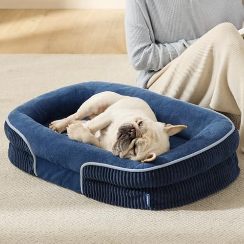 Bedsure 360°Oval Bolster Orthopedic Dog Bed Medium Size Dog,30" Blue