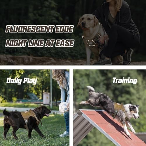 AUROTH Tactical Harness for Large Dogs No Pull Adjustable Pet Harness Reflective K9 Working Training Easy Control Military Service Pet Vest Army Yellow XL