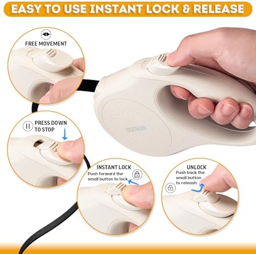 OUTRUN Retractable Dog Leash 16 FT Tape, up to 55 lb, No Tangle