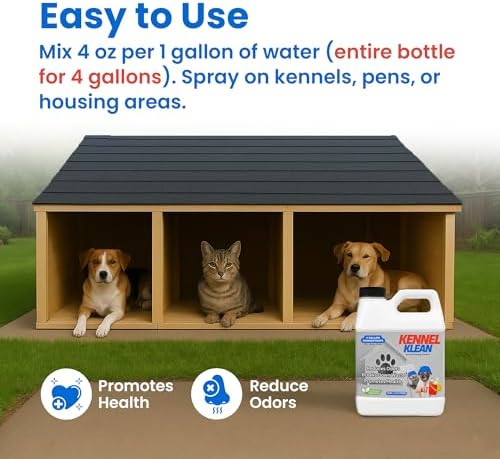 Kennel Klean - Dog Kennel Cleaner I 4 Gallon Mix I Natural Refresher for Dogs & Cats l Strong concentrate! All Natural. (16 oz)