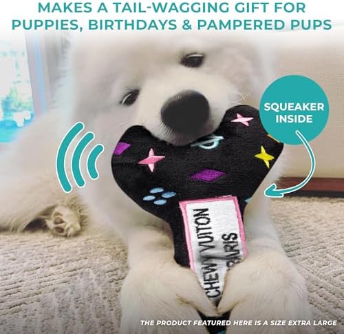 Haute Diggity Dog Chewy Vuiton Bone Plush Dog Toy, Designer Parody Toy