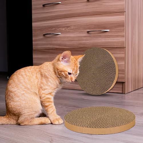 Scratch and Spin Cat Scratcher Replacement Pads for Active Play, Natural Recycled Corrugated Cardboard, Supports Pet Behaviors, Relieves Stress - 2 Count