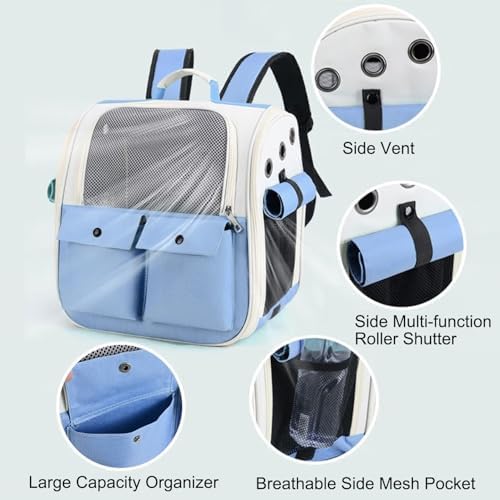 Cat Backpack Carrier for Cats and Small Dogs Small Animal (Blue)