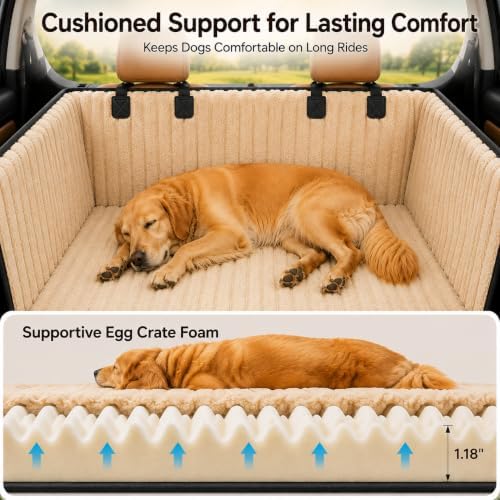 URPOWER Plush Dog Car Seat Cover, Waterproof Back Seat Hammock with Foam