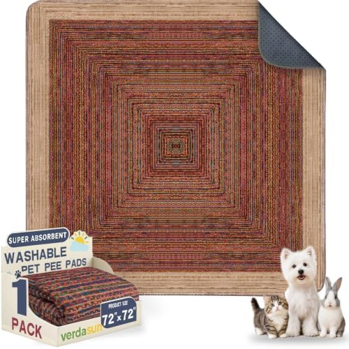 Washable Pee Pads for Dogs 72"x72" 2 Pack Reusable Puppy Potty Pad