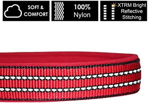 Kruz Dog Collar for Medium Dogs (Width- 3/4", Length - 17"-21.5") Reflective Adjustable Pet Neck Band with Comfortable Neoprene Padding, Heavy-Duty O-Ring, 100% Nylon Strap (Black, Medium)