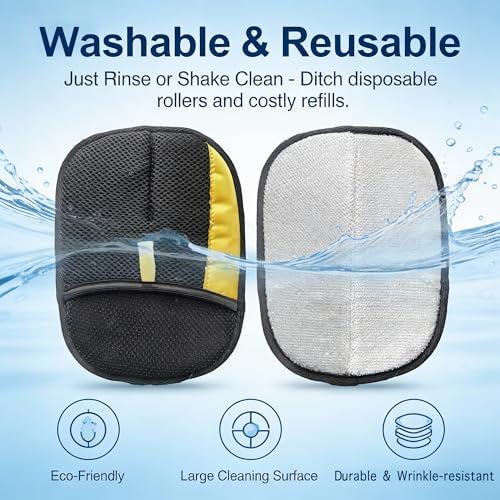 Electrostatic Pet Hair Removal Glove for Cats & Dogs, Reusable Magic Brush for Furniture & Clothes, Cat & Dog Fur Remover Tool (Black-Yellow Medium 1-Pack)