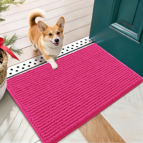 OLANLY Dog Door Mat for Muddy Paws 24x16, Extra Absorbent Chenille Mud Mat