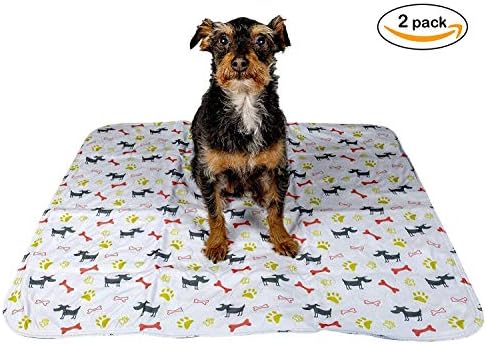 Washable Dog Training Pee Pads 2-Pack Large, Reusable Cloth for House Playpen Floor Waterproof, Leakproof for Whelping, Potty, and Crate Liner
