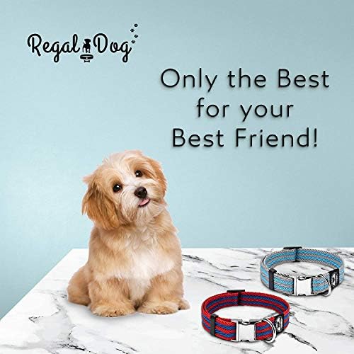 Regal Dog Products Twill Dog Collar, Large Blue/Gray Stripe