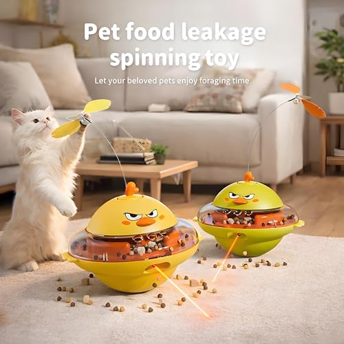 Interactive Cat Toy for Indoor Cats with Laser, Feather&Treat Dispenser