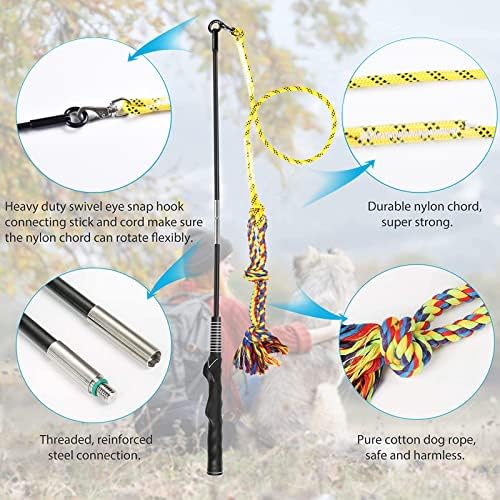 Flirt Pole for Dogs Interactive Chase Toy for Large Medium Small Puppy Dogs
