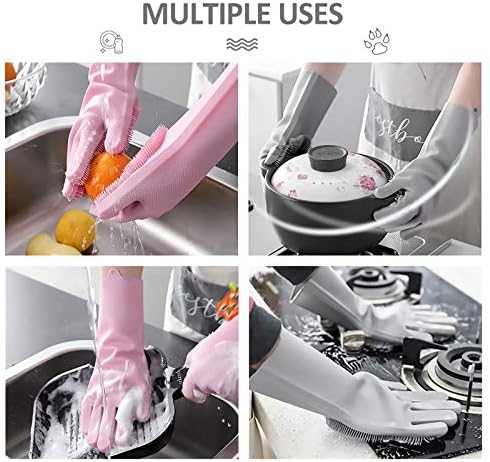 Pet-Grooming-Gloves for Bathing & Hair-Removal, Dog and Cat Brush Bath-Scrubber Glove, Pets Silicone Scrubbing Gloves for Shedding (Gray)