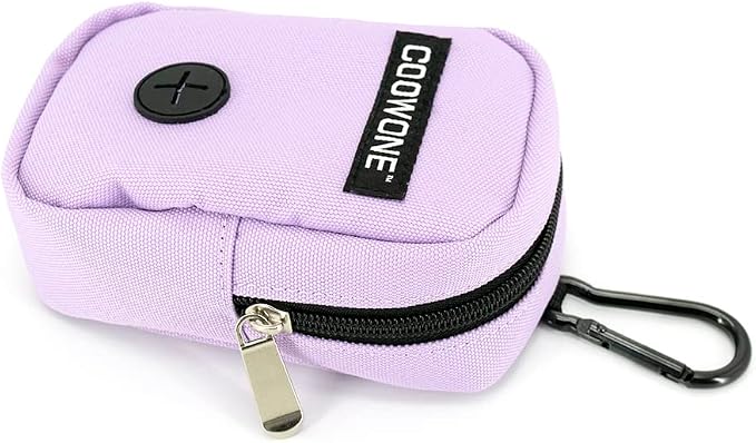 Small Treat Pouch with Dog Bags Dispenser, Portable Walking Bags, Purple