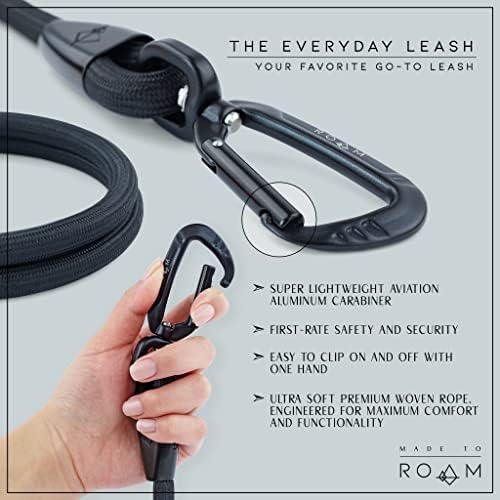 MADE TO ROAM Premium Everyday Leash - Ultra Soft Dog Leash with Aviation Aluminum Carabiner for Small, Medium, Large Dogs - Washington Rain, 6ft (Metal Clamps)