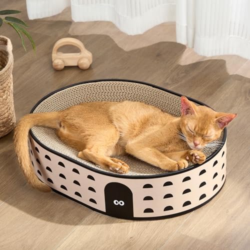 Conlun Oval Cat Scratcher Bed | Scratching Bowl Lounge for Kittens | Medium