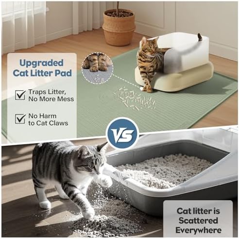 Lorvain Cat Litter Mats,45"x30" Extra Large Silicone Cat Mat for Litter Box
