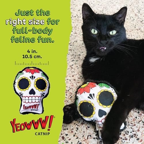 Yeowww! Catnip La CAT-rina Toy for Cats - Día de Los Muertos Design - Made in the USA - Stuffed with Organically Grown Catnip