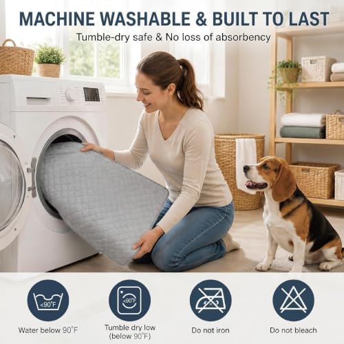 Washable Pee Pads for Dogs, 18x24 Light Grey 2 Pack