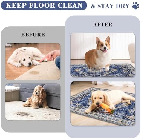 Washable Pee Pads for Dogs, 2 Pack Reusable Puppy Pads Absorbent Training Pads for Dogs Waterproof Dog Mat Non-Slip Whelping Pet Mat (Navy Blue, 36“×41”-2Pack)