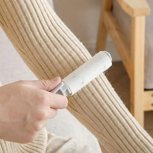 Mini Travel Lint Roller with 150 Sticky Sheets, Compact Portable Pet Hair Remover with Cover for Clothes, Travel, Small Foldable Lint Roller for Purse Car Bag Essentials (White)