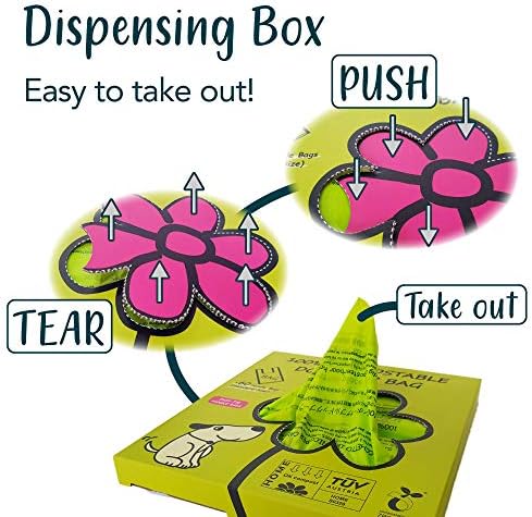 Dog Poop Bag, Compostable Cat Litter Bags with Easy-Tie Handles, Eco-Friendly Pet Waste Bags, Unscented, Vegetable-Based, Extra Thick, Leak Proof, Fits for Dogs and Cat Scoops, 60 Counts