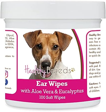 Healthy Breeds Jack Russell Terrier Ear Cleaning Wipes with Aloe & Eucalyptus for Dogs 100 Count