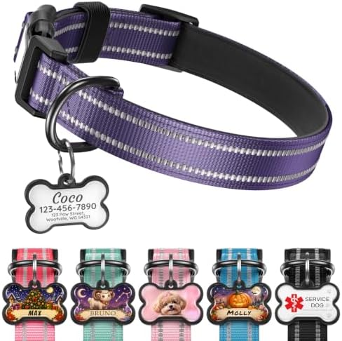 Personalized Dog Collar and Dog Tag Set,Comfortable for Small Medium Dogs