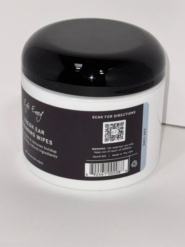 Eye Envy Fresh Ear Cleaning Wipes for Dogs. Made in the USA from Natural Ingredients. Unscented. Safe and Non-Irritating. Removes Dirt, Debris, and Wax buildup. 60 Count.