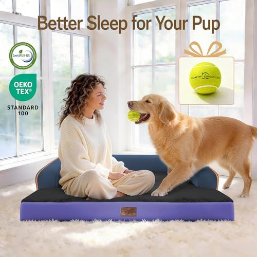 Comfort Expression Washable Dog Bed with Bolster for Medium to Large Dogs