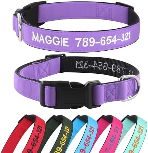 Kuley Personalized Dog Collar, Embroidered with Pet Name and Phone Number