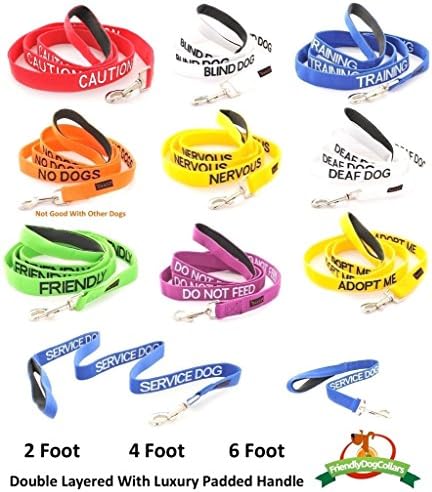 Dexil Limited DO NOT PET Red Color Coded 2 4 6 Foot Padded Dog Leash Prevents Accidents by Warning Others of Your Dog in Advance (4ft)