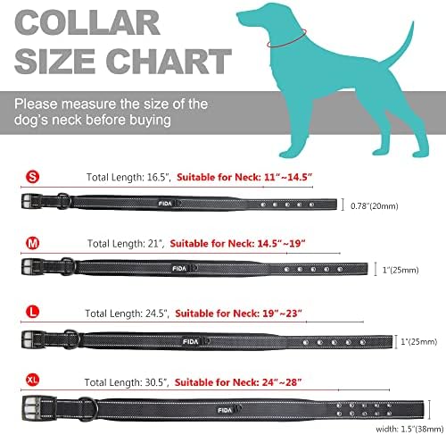 Fida Heavy Duty Dog Collar for Large Dogs with Metal Belt Buckle, Black
