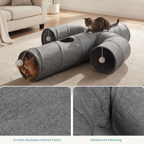 Ownpets Cactus Cat Tunnel 10" with Peek Holes for Indoor Large Cat, Grey