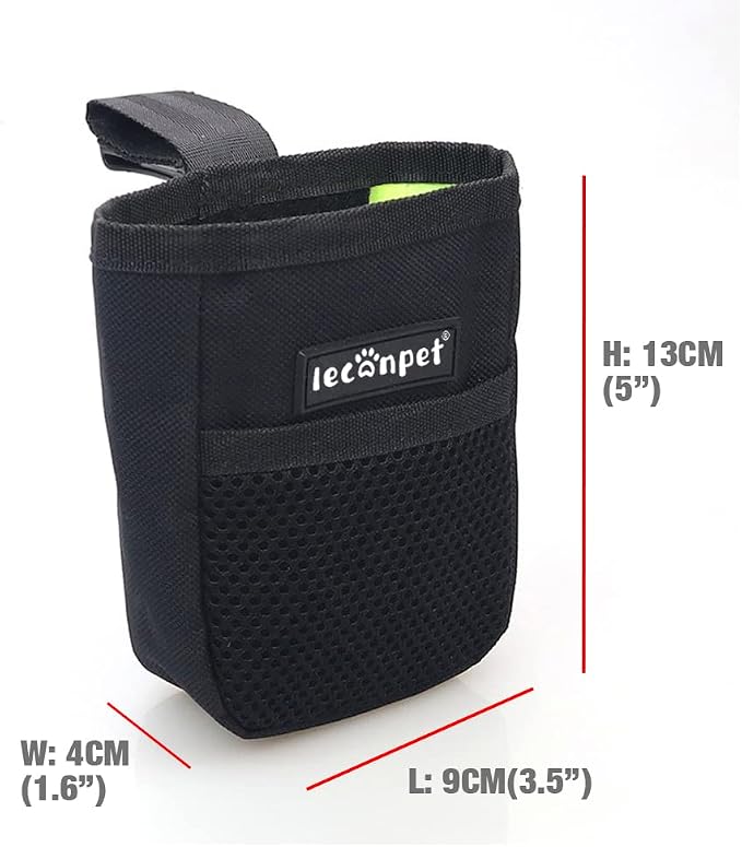 leconpet Dog Treat Pouch Portable Treat Pouch for Dog Training Easily Carries Perfect Food Snack Storage Holder for Puppy Training and Walking (Black)
