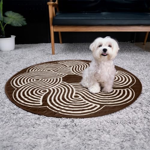 Paw Inspired Round Designer Dog Pads, Brown, 36 Inch Size, 2 Pack