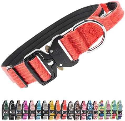TSPRO Tactical Dog Collar, Heavy Duty Quick Release Metal Buckle and Handle