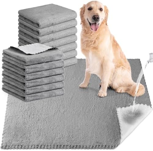 Thyle 12 Pcs Washable Pee Pads for Dogs Reusable Waterproof Training Puppy Pads Bulk Absorbent Pet Whelping Small Dog Mats for Crate Bed Sofa(34 x 28 Inch)