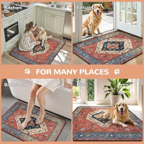Lahome Extra-Large Washable Dog Pee Pads (72"x72") - Super Absorbent & Waterproof - Leakproof Reusable Mat for Playpens, Beds & Whelping , Convenient Cleanup,Red