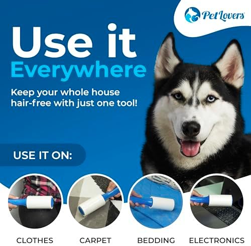 PetLovers Extra Sticky Lint Roller Mega Value Set 720 Sheets for Pet Hair Removal and Clothes, Dog and Cat Lint Remover, 8 Pack