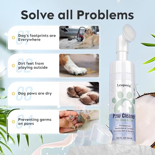 Leopong Dog Paw Care Kit with Cleaner Foam & Paw Balm, 4-Piece Set