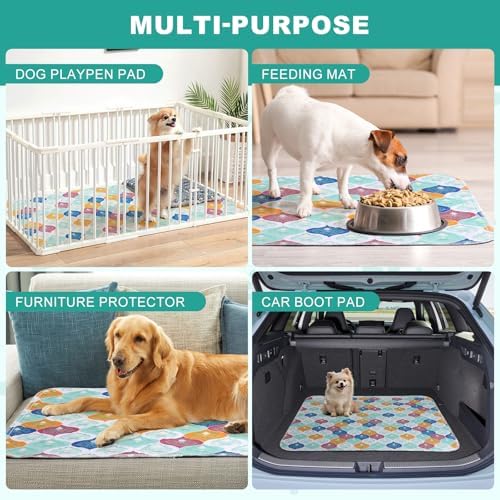 Washable Pee Pads for Dogs, Stylish Absorbent Reusable Training Dog Pads, Non-Slip and Leak-Proof Puppy Pads, Potty Pads for Crates, Whelping, Playpen, Bed and Floors (Colorful, 24" x 36" 2PACK)